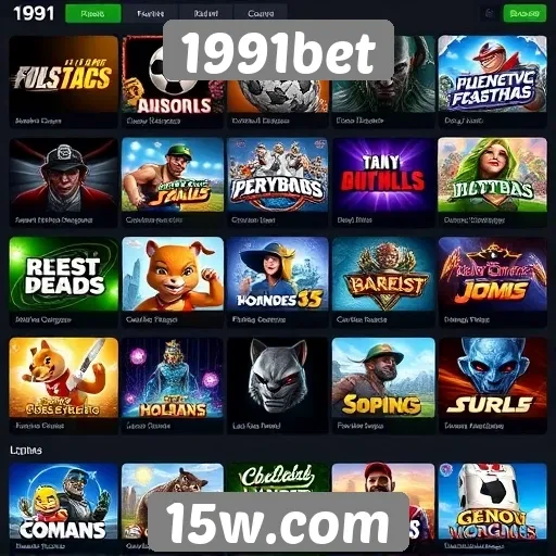 Variedade de jogos disponíveis na plataforma 1991bet